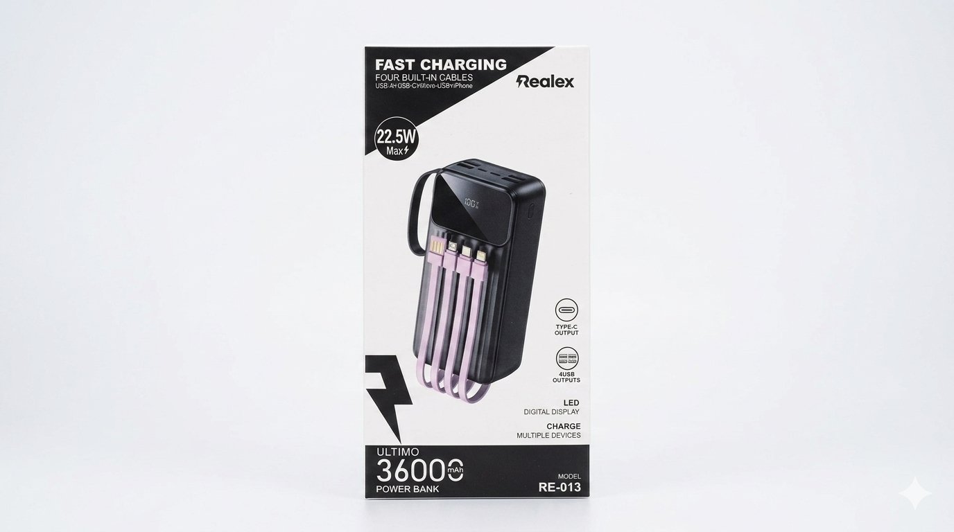 Realex RE-013 36000mAh Fast Charging Power Bank