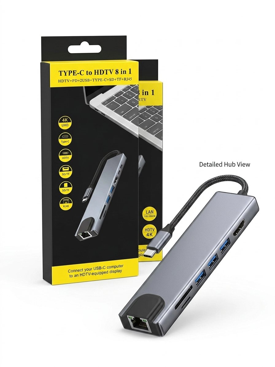 8-in-1 USB Type-C to HDTV Multiport Adapter Hub